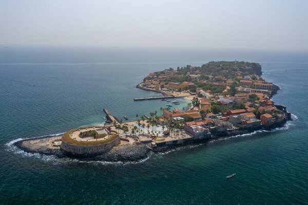 Aerial view of Goree Island. Gorée. Dakar, Senegal. Africa. Pho