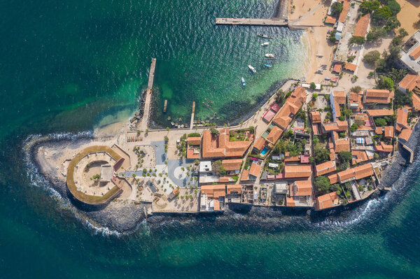 Aerial view of Goree Island. Gorée. Dakar, Senegal. Africa. Pho