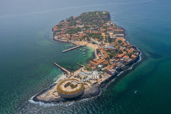 Aerial view of Goree Island. Gorée. Dakar, Senegal. Africa. Pho