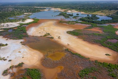 Gambiya 'nın güneyinde, Batı Afrika' da ulusal rezervlerin hava görüntüsü.