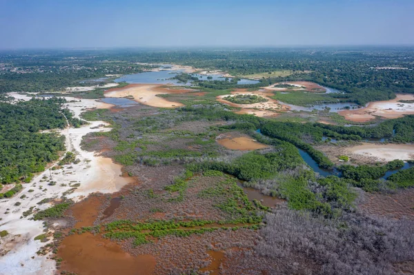 Vista aérea da reserva nacional no sul da Gâmbia, África Ocidental . — Fotografia de Stock