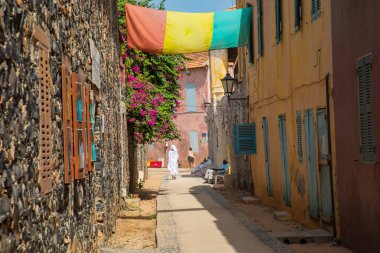 Goree Adası, Dakar, Senegal 'de geleneksel mimari. Batı A