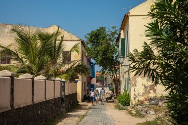 Goree Adası, Dakar, Senegal 'de geleneksel mimari. Batı A