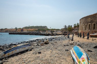 Goree Adası, Dakar, Senegal 'de geleneksel mimari. Batı A