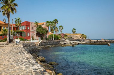 Goree Adası, Dakar, Senegal 'de geleneksel mimari. Batı A
