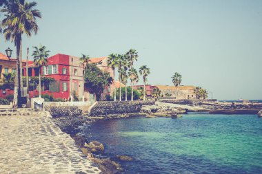 Goree Adası, Dakar, Senegal 'de geleneksel mimari. Batı A