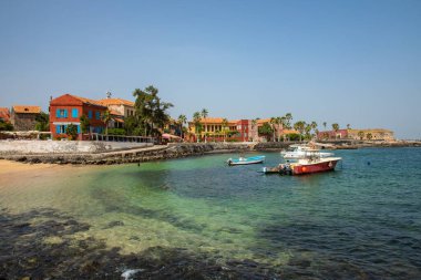Goree Adası, Dakar, Senegal 'de geleneksel mimari. Batı A