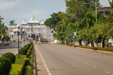 Vientiane, Laos - 05 Ekim 2019: Vientiane başkanlık sarayı