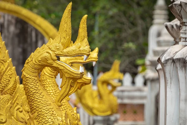 Dragons statues at Haw Phra Kaew, also written as Ho Prakeo, Hor — Stock Photo, Image