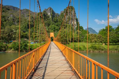 Vang Vieng Köprüsü, Laos Güneydoğu Asya.