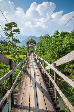Vang Vieng Köprüsü, Laos Güneydoğu Asya.