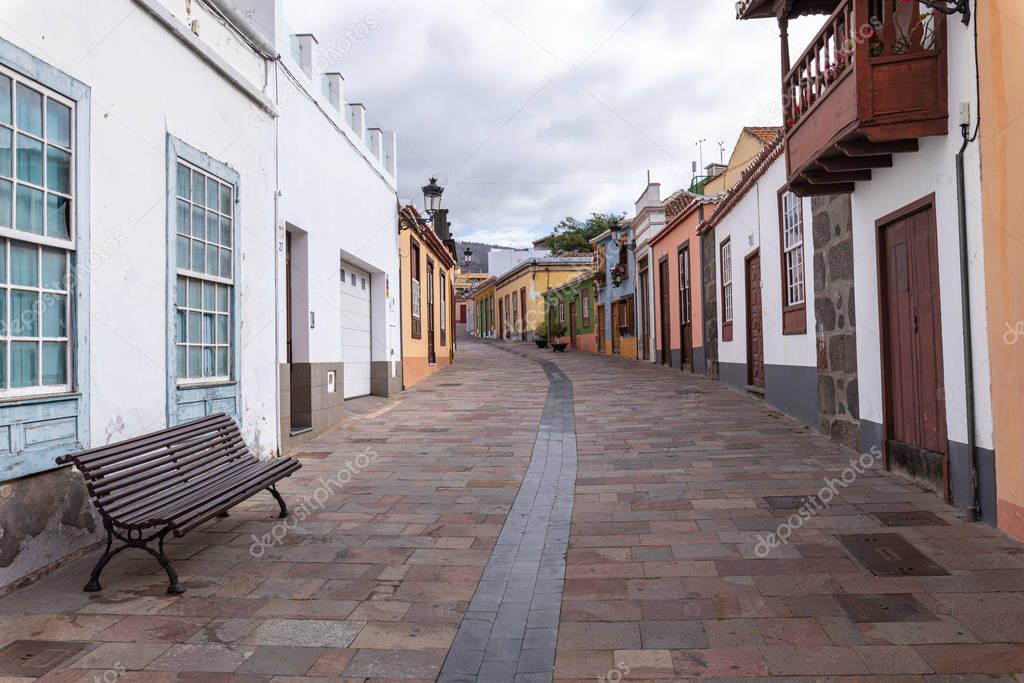 Beautiful colorful streets of old colonial town in Los Llanos de