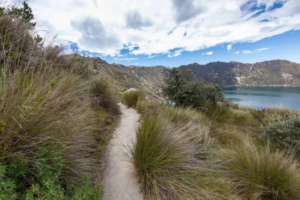 Lago Quilotoa Panorama Lagoa Cratera Vulcânica Turquesa Quilotoa Perto Quito — Fotografia de Stock