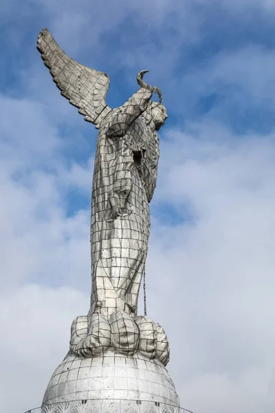 Het Monument Van Virgen Del Panecillo Stop Ermee Ecuador Zuid — Stockfoto