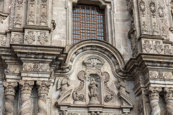 Церковь Общества Иисуса Compania Кито Эквадор Внешняя Деталь Фасада — стоковое фото