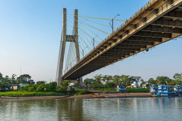 Widok Most Coca Rzece Napo Puerto Francisco Orellana Ekwador Amazonka — Zdjęcie stockowe