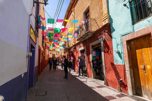 Casas Coloniais Coloridas Cidade Velha Guanajuato Becos Coloridos Ruas Estreitas — Fotografia de Stock