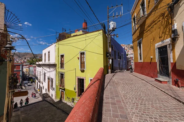 Casas Coloniais Coloridas Cidade Velha Guanajuato Becos Coloridos Ruas Estreitas — Fotografia de Stock