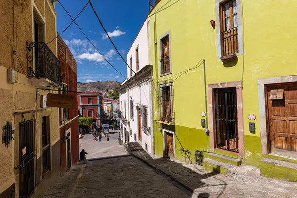 Casas Coloniales Colores Casco Antiguo Guanajuato Callejuelas Coloridas Calles Estrechas —  Fotos de Stock