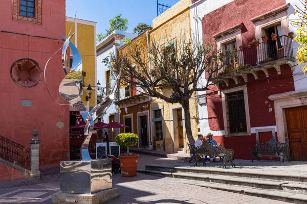 Colored colonial houses in old town of Guanajuato. Colorful alleys and narrow streets in Guanajuato city, Mexico. Spanish Colonial Style.