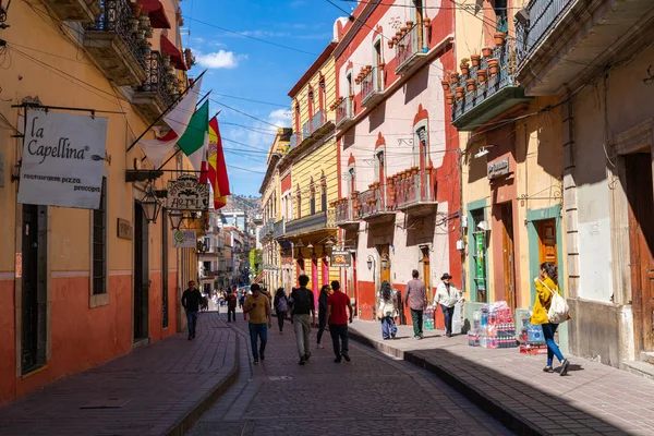 Цветные Колониальные Дома Старом Городе Гуанахуато Красочные Аллеи Узкие Улочки — стоковое фото