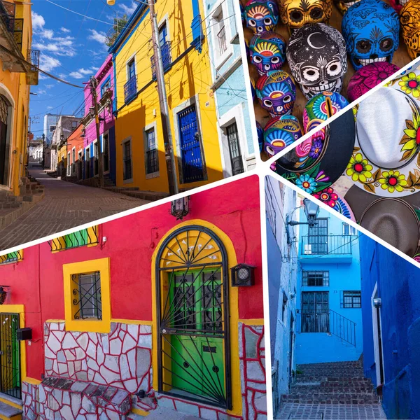Koláž Oblíbených Turistických Destinací Guanajuato Mexiko Cestovní Pozadí — Stock fotografie