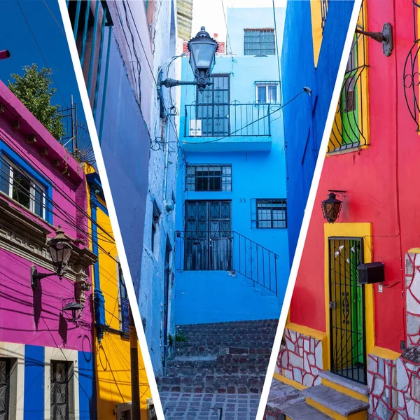 Guanajuato, Meksika 'daki popüler turizm merkezleri kolajı. Seyahat arkaplanı.