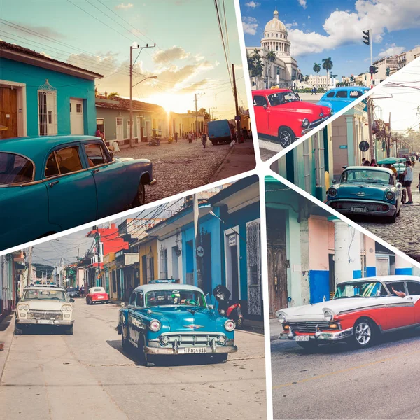 Κολάζ Από Δημοφιλείς Τουριστικούς Προορισμούς Στην Κούβα Ιστορικό Ταξιδιού — Φωτογραφία Αρχείου