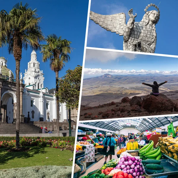 Collage Destinos Turísticos Populares Ecuador Antecedentes América Del Sur — Foto de Stock