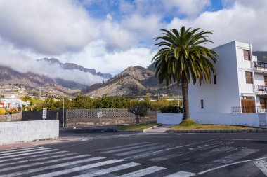 Beautiful colorful streets of old colonial town in Los Llanos de Aridane in La Palma Island, Canary Islands, Spain.
