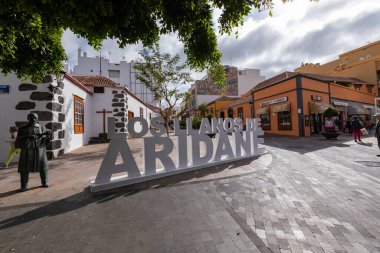 Beautiful colorful streets of old colonial town in Los Llanos de Aridane in La Palma Island, Canary Islands, Spain.