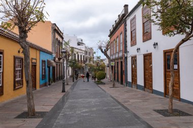 Beautiful colorful streets of old colonial town in Los Llanos de Aridane in La Palma Island, Canary Islands, Spain.