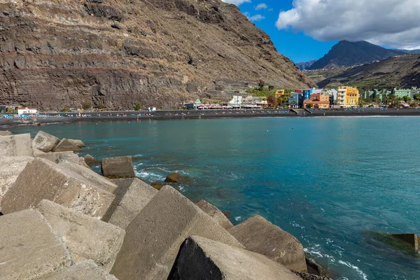 Stranden Tazacorte Med Svart Lavasand Palma Kanarieöarna Spanien — Stockfoto