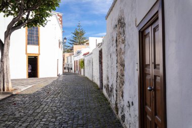 Santa Cruz 'da geleneksel mimari - La Palma adasının başkenti, Kanarya Adaları, İspanya.