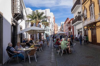 Santa Cruz 'da geleneksel mimari - La Palma adasının başkenti, Kanarya Adaları, İspanya.