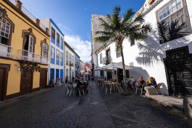 Santa Cruz 'da geleneksel mimari - La Palma adasının başkenti, Kanarya Adaları, İspanya.