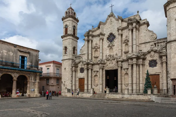 Havana Cuba Aralık 2019 Eski Havana Küba San Cristobal Katedrali — Stok fotoğraf