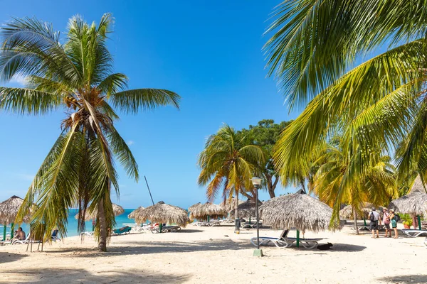 Τρινιντάντ Κούβα Καρύδα Μια Εξωτική Παραλία Φοίνικα Που Εισέρχεται Στη — Φωτογραφία Αρχείου