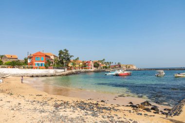 Goree Adası, Dakar, Senegal 'de geleneksel mimari. Batı Afrika.