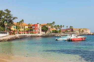 Goree Adası, Dakar, Senegal 'de geleneksel mimari. Batı Afrika.