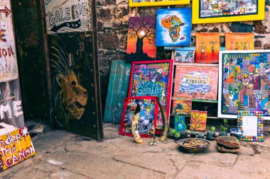 Goree Adası, Dakar, Senegal 'de geleneksel mimari. Batı Afrika.