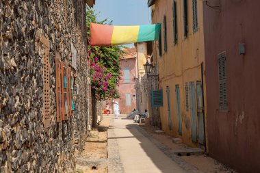 Goree Adası, Dakar, Senegal 'de geleneksel mimari. Batı Afrika.
