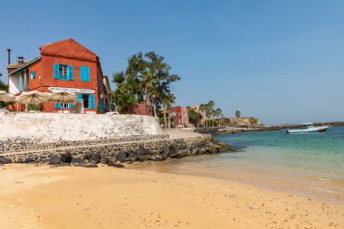 Goree Adası, Dakar, Senegal 'de geleneksel mimari. Batı Afrika.