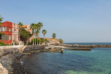 Goree Adası, Dakar, Senegal 'de geleneksel mimari. Batı Afrika.