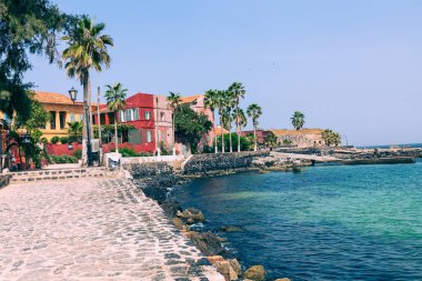 Goree Adası, Dakar, Senegal 'de geleneksel mimari. Batı Afrika.