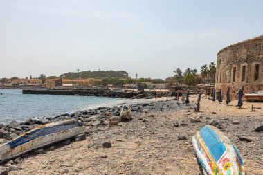 Goree Adası, Dakar, Senegal 'de geleneksel mimari. Batı Afrika.