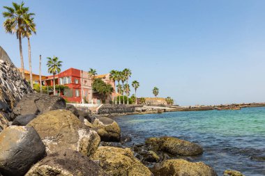 Goree Adası, Dakar, Senegal 'de geleneksel mimari. Batı Afrika.