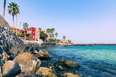 Goree Adası, Dakar, Senegal 'de geleneksel mimari. Batı Afrika.