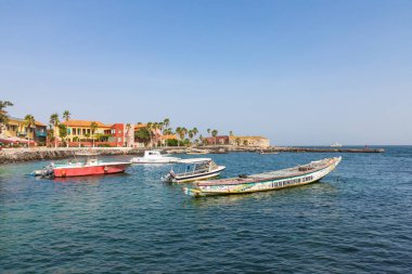 Goree Adası, Dakar, Senegal 'de geleneksel mimari. Batı Afrika.