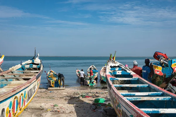 Barco Pesca Madeira Pintado Tradicional Djiffer Senegal África Ocidental — Fotografia de Stock